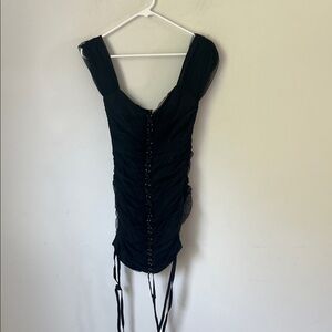 Fashion Nova NWT Women’s Black All Caught Up Mesh Mini Dress, size Large ❤️